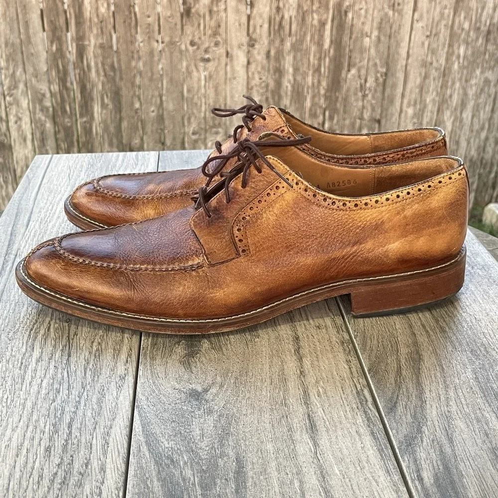 Alan Payne Wimbley Deerskin Dress Shoes Men 14 Brown Split Toe Lace Oxford Money